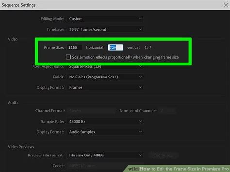 adobe premiere pro frame size change.